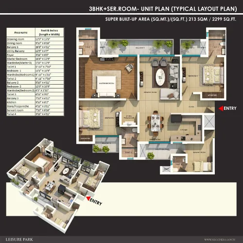 gaur_bento_3bhk_floor_Plan
